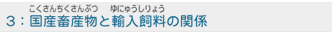 ３.国産畜産物（こくさんちくさんぶつ）と輸入飼料（ゆにゅうしりょう）の関係